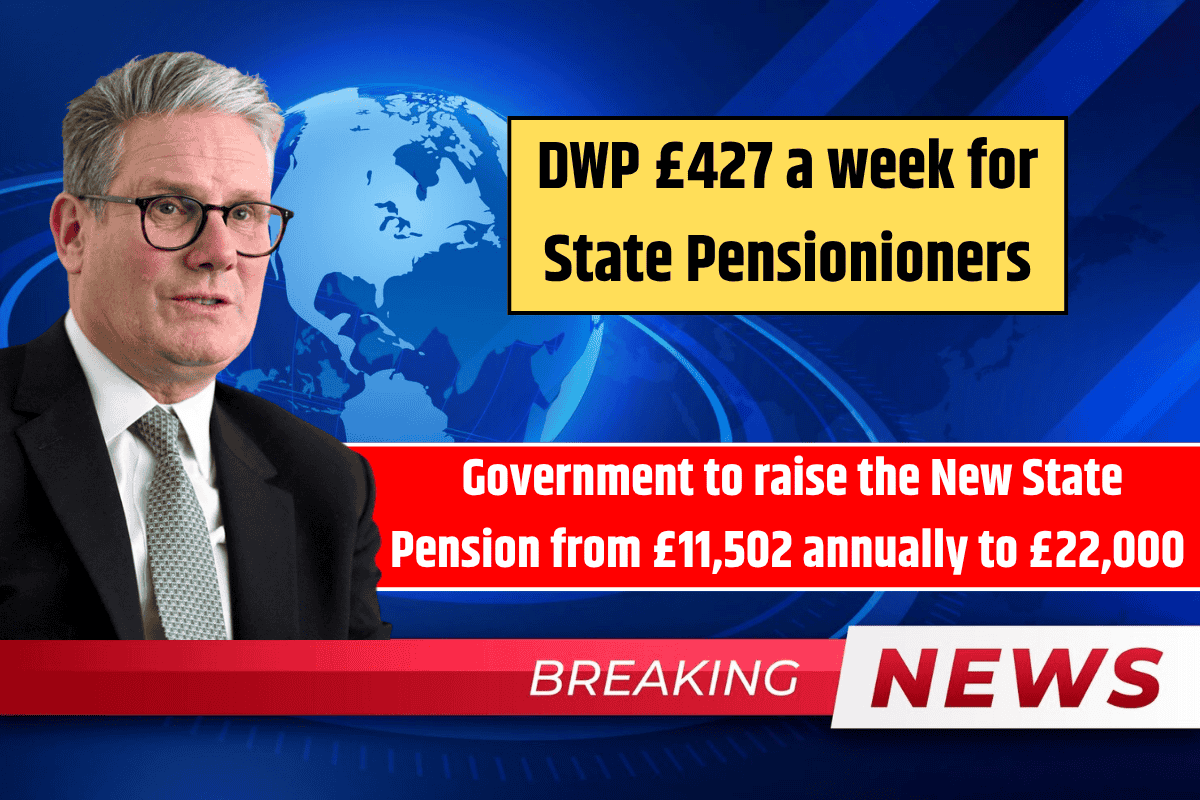 DWP £427 a week for State Pensionioners Government to raise the New State Pension from £11,502 annually to £22,000